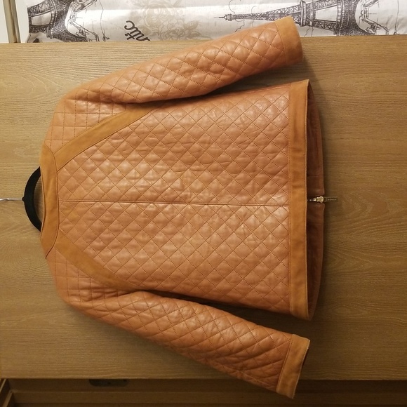 Tory Burch burnt orange leather jacket - Picture 3 of 3